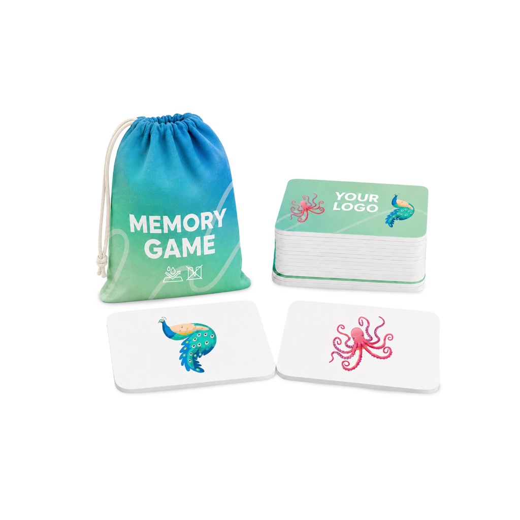 [G305.06] Waterproof memory game (pexeso), 24 cards, drawstring pouch in custom graphics
